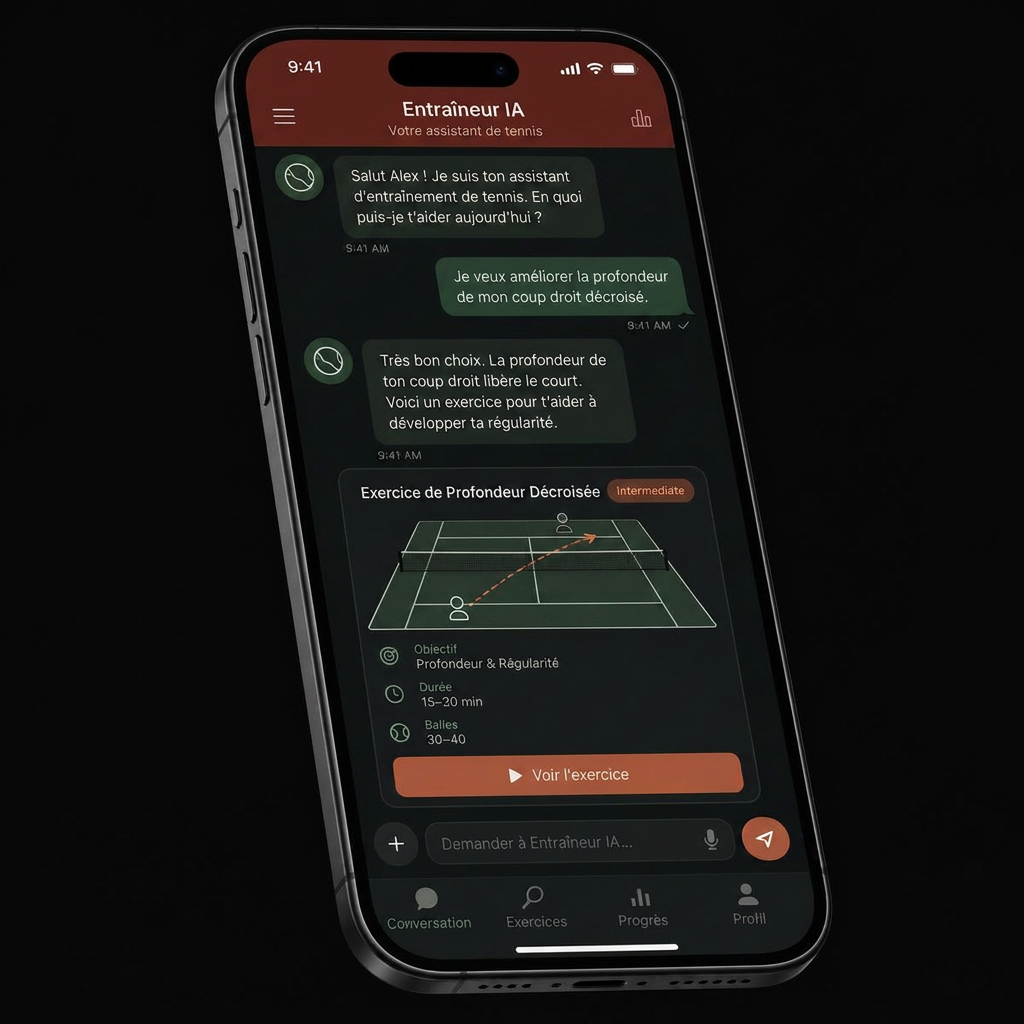 Application mobile de l'assistant IA CoachAI Tennis